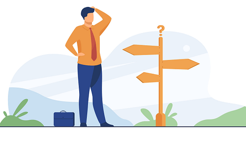 Pensive businessman making decision