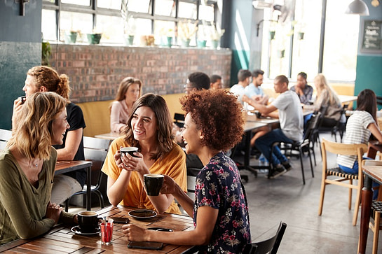 Three,Young,Female,Friends,Meeting,Sit,At,Table,In,Coffee How to deliver a great client experience to all clients